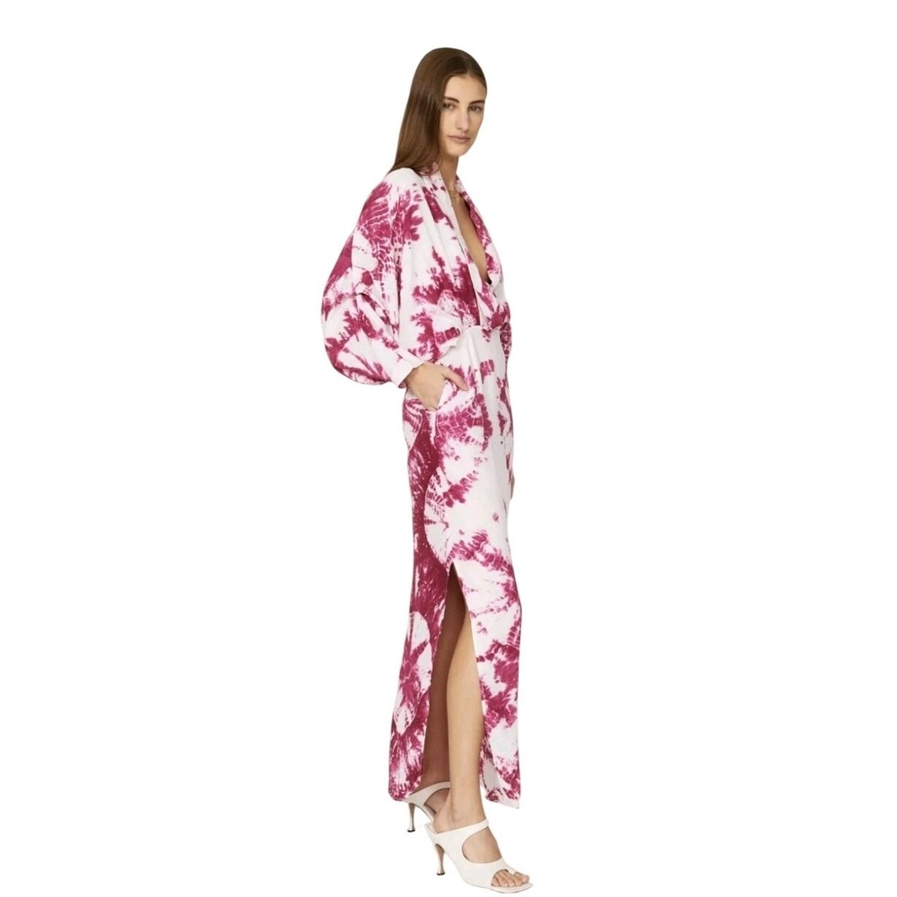 S/W/F Womens XS Tie Dye Kimono Maxi Dress with Slit and Pockets
